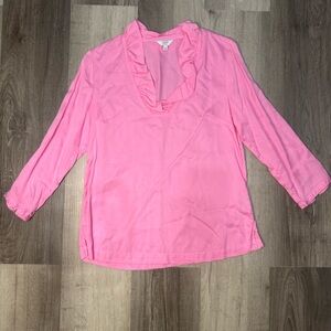 Crown & Ivy Pink Ruffled Women's Top